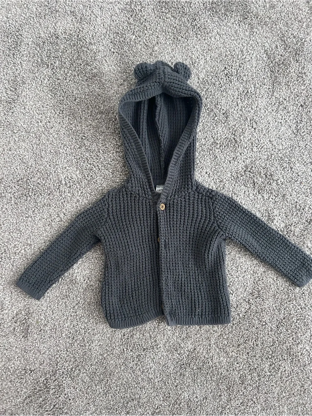 Carter's Charcoal Gray Knit Hooded Sweater with Bear Ears